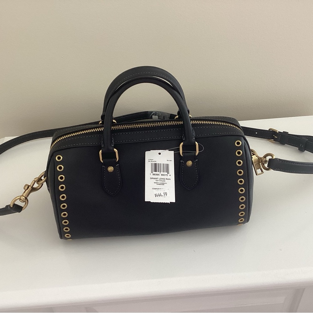Coach Nolita Barrel Cross body bag Black  with Gold Details - Picture 2 of 6